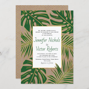 Invitation Monstère tropicale, mariage en papier kraft feuill
