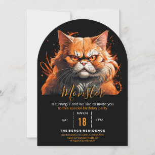 Invitation Monstre Chat Orange