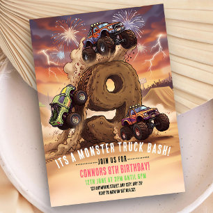 Invitation Monstre de camion de Boom Crash 9e anniversaire
