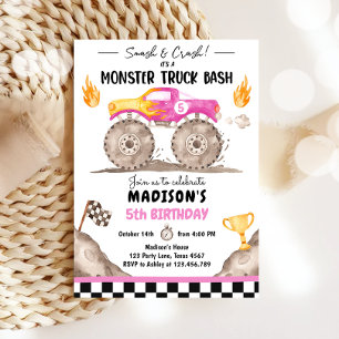Invitation Monstre de crash de mash Camion Bash Rose Girl Ann