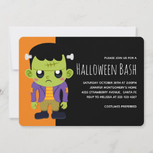 Invitation Monstre de Frankenstein vert Halloween
