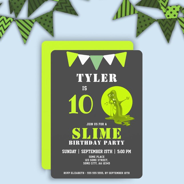 Invitation Monstre de Slime Effrayant Fête d'Anniversaire Sli (Créateur téléchargé)