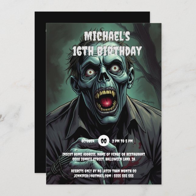 Invitation Monstre de vampire ghoul Ghoulish adultes éffrayan (Devant / Derrière)