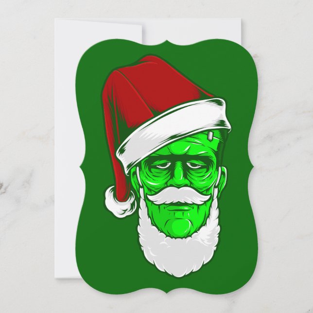 Invitation monstre hideux de noël santa claus frankenstein (Devant)