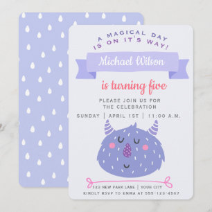 Invitation Monstre mou pourpre   ANNIVERSAIRE DE ENFANT