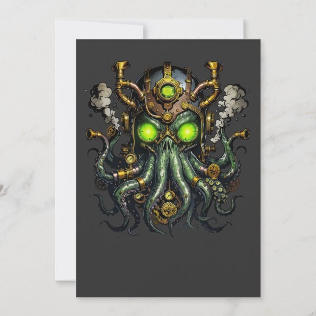 Invitation monstre Steampunk Cthulhu (Devant)