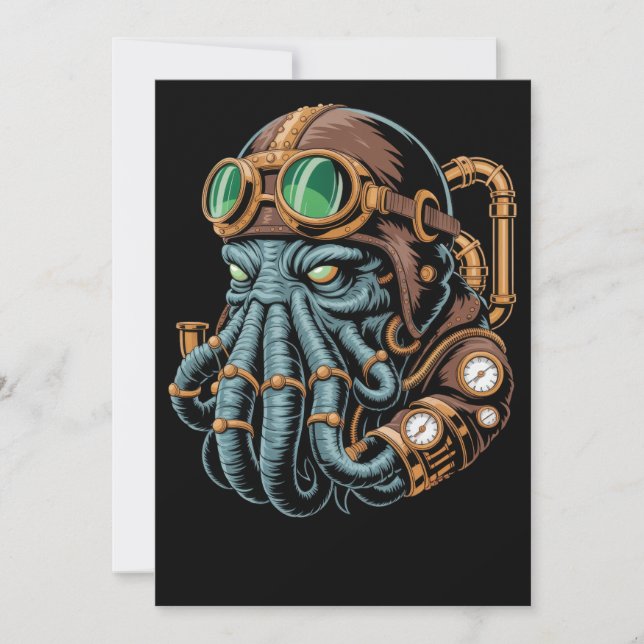Invitation monstre Steampunk Cthulhu (Devant)