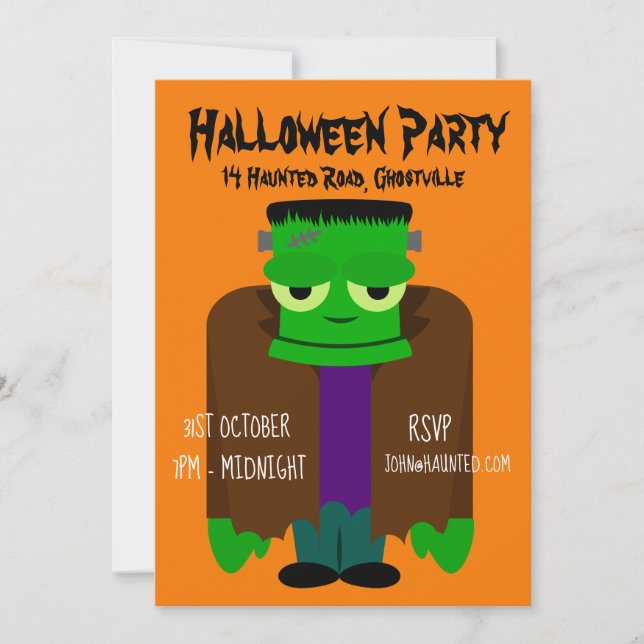Invitation monstre vert de fête d'Halloween (Devant)