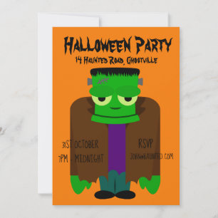Invitation Monstre vert de la fête d'Halloween