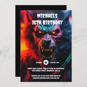 Invitation Monstre Werewolf adultes halloween créatures effra