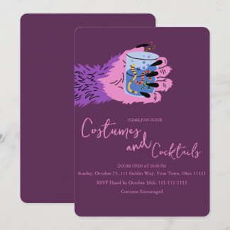 Invitation Monstres Mains Ver Cocktail et Costumes Halloween