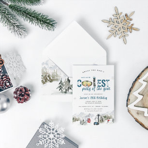 Invitation Montagne d'hiver   Snowboard Ski Party