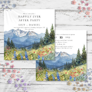 Invitation Montagne Fleurie de Mariage Heureux à Tout Jamais