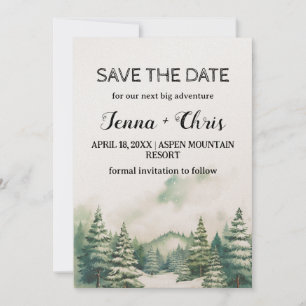Invitation Montagne minimaliste rustique d'hiver Sauvez la da