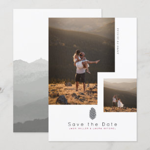 Invitation Montagne Moderne Enregistrer la Date   Multi Photo
