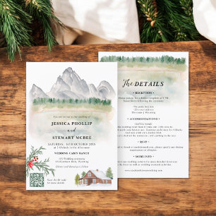 Invitation Montagne rustique Wyoming destination mariage