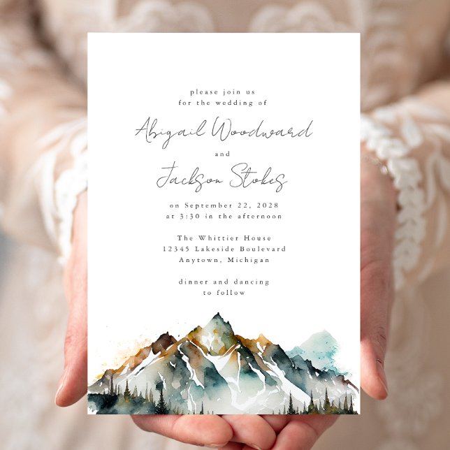 Invitation Montagnes aquarelle Forêt de conifères Mariage (Créateur téléchargé)