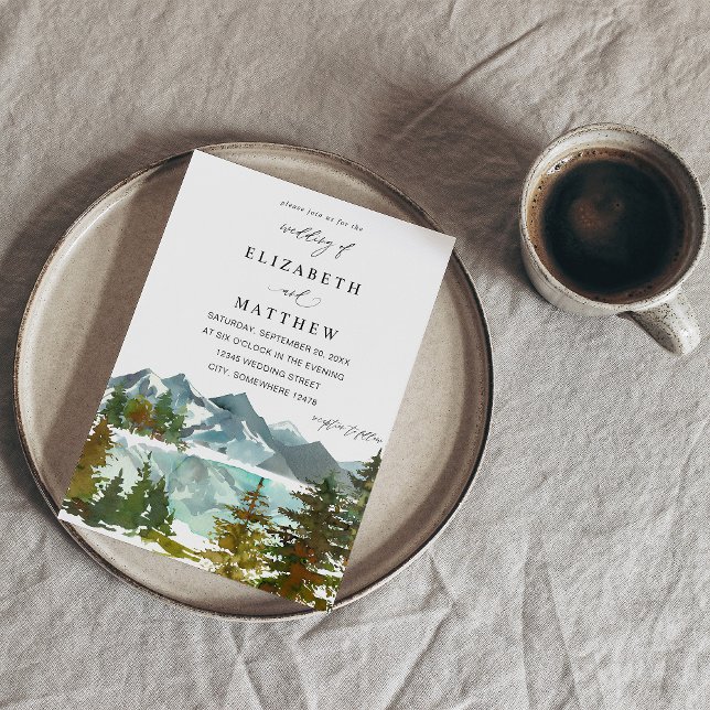 Invitation Montagnes & Arbres Rustique Mariage (Créateur téléchargé)