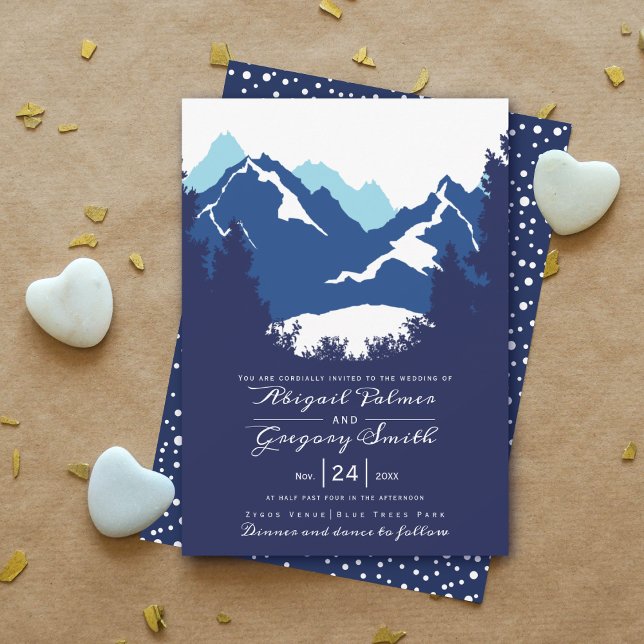Invitation Montagnes bleues et conifères mariage (Créateur téléchargé)