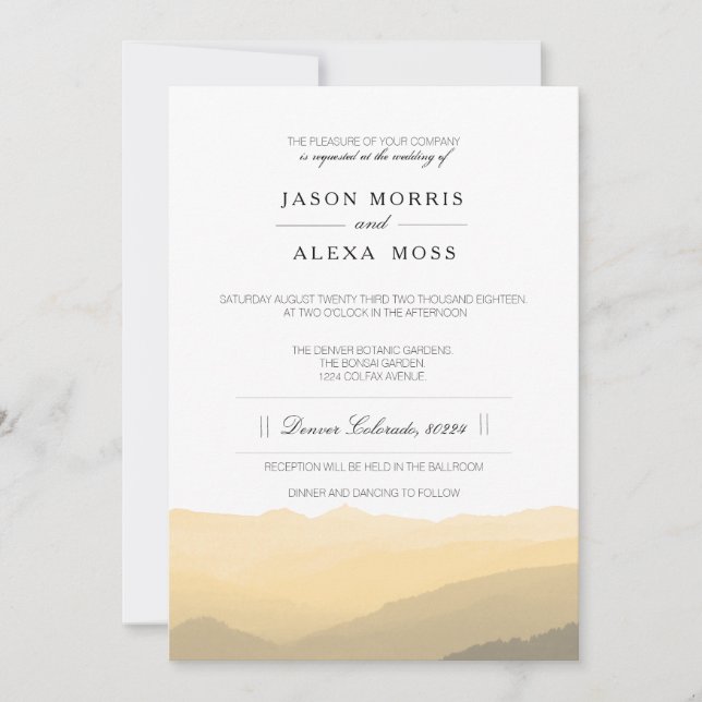 Invitation Montagnes d'aquarelle | Mariage élégant (Devant)