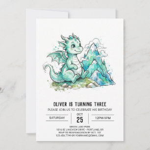 Invitation Montagnes de dragon menthe Anniversaire