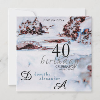 Invitation Montagnes d'hiver de neige Anniversaire moderne