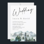 Invitation Montagnes modernes Wilderness Minimaliste Mariage<br><div class="desc">Montagnes modernes Wilderness Faire-part de mariage minimaliste faire-part de mariage simple et moderne avec un cap de calligraphie moderne et un paysage de montagne ou de nature sauvage aquarelle. Ce faire-part de mariage de montagne moderne est idéal pour un couple à la recherche d'une faire-part de mariage naturelle aquarelle.</div>