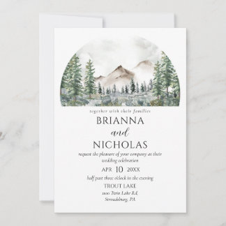Invitation Montagnes Rustic Forest Mariage