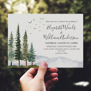Invitation Montagnes - Rustic Pine Mariage