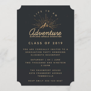 Invitation Montagnes rustiques avec Sunrays Diplômé