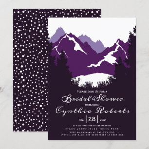 Invitation Montagnes violettes, conifères mariage douche nupt