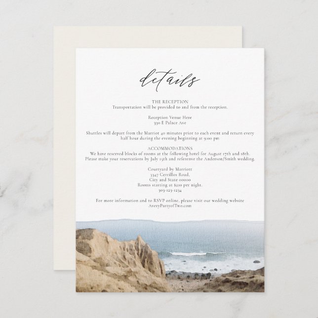 Invitation MONTAUK BEACH New York Ocean Details Insérer une c (Devant / Derrière)