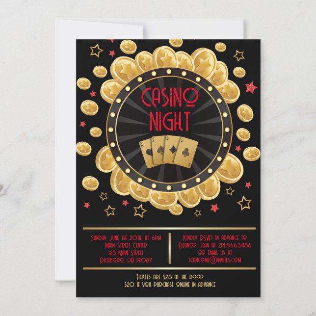 Invitation MONTE CARLO CASINO NIGHT Fund Raisonnement de l'in (Devant)
