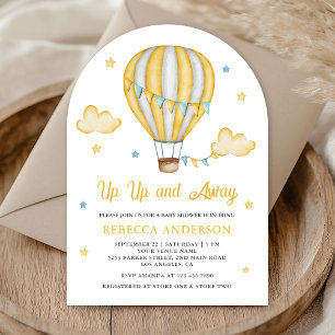 Invitation Montée Montée et Loin Jaune Baby Shower en Montgol