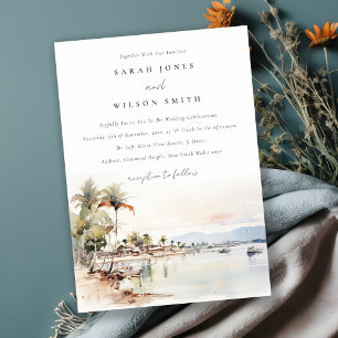 Invitation Montego Bay Jamaïque Mariage de paysage aquarelle