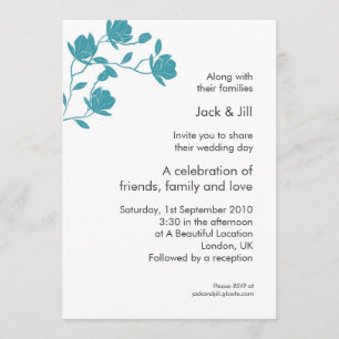 Invitation Monter haut (turquoise sur blanc) 5x7