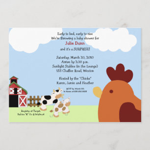 Invitation Monter "n" Shine Barnyard Baby shower de poulet de