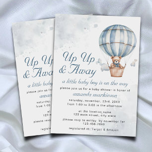 Invitation Montez et partez ! Baby shower de ballon Teddy Bea