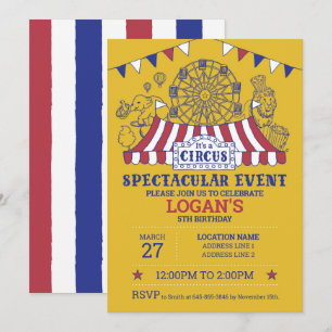 Invitation Montez ! Gold Editable Circus Anniversaire