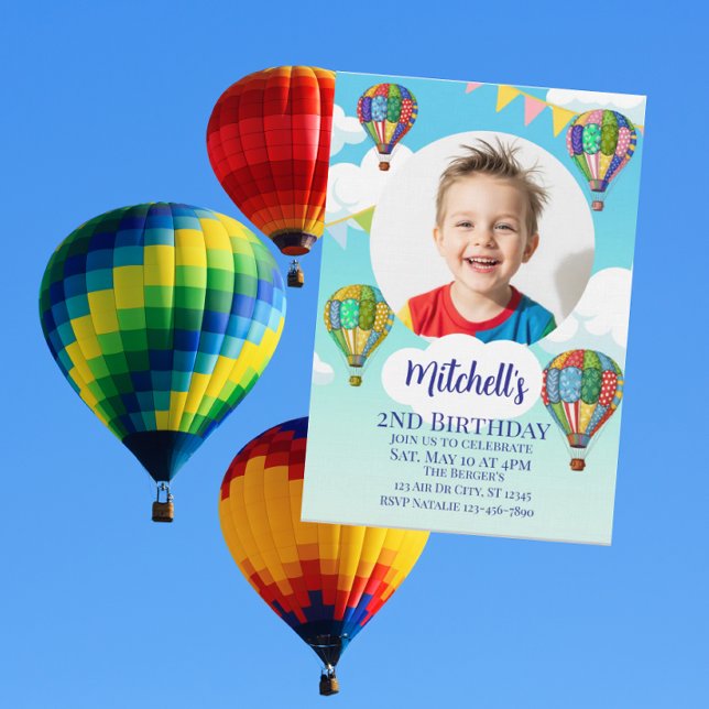 Invitation Montgolfière avec image anniversaire enfants (Créateur téléchargé)