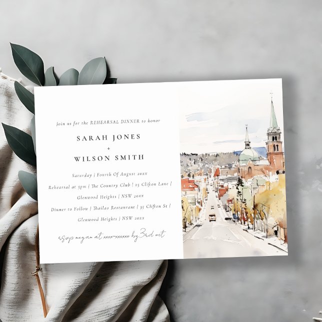 Invitation Montpelier City Scape Vermont Reheasal Dîner (Créateur téléchargé)