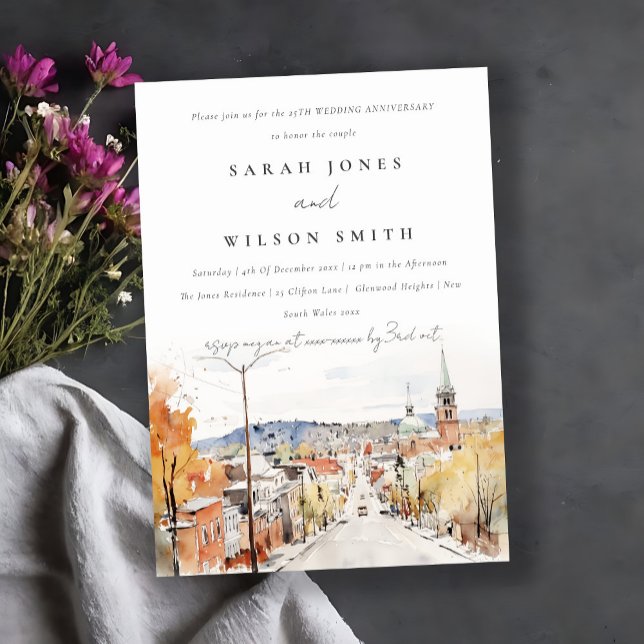 Invitation Montpelier Ville Paysage Vermont Anniversaire Mari (Créateur téléchargé)