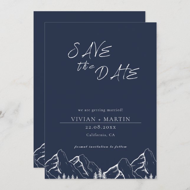 Invitation Monts Extérieurs Pine Tree Marine Enregistrer La D (Devant / Derrière)