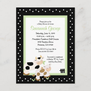 Invitation Moo Cow Farm Barnyard Baby shower 4,25 x 5,5