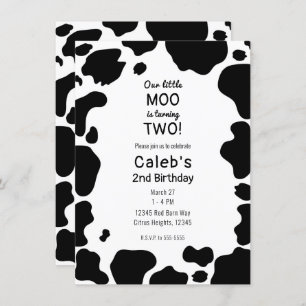 Invitation Moo Cow Spots Imprimer Black & White Anniversaire