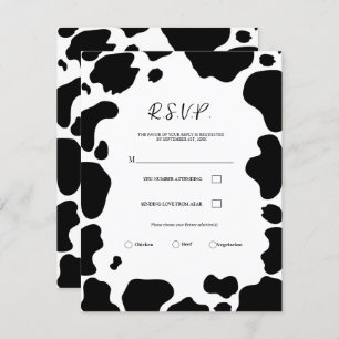 Invitation Moo Cow Spots Imprimer Noir & Blanc Mariage RSVP