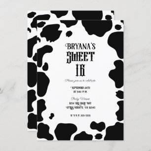 Invitation Moo Cow Spots Imprimer Noir & Blanc Rustique Sweet