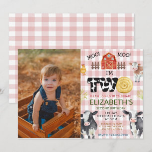 Invitation Moo Moo Im Two Cow 2e Photo Anniversaire