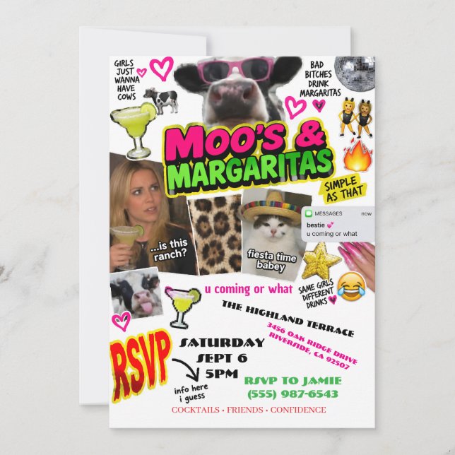 Invitation Moo Moos et Margaritas (Devant)