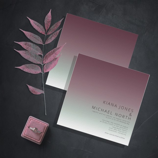 Invitation Mood Gradient Mariage Bourgogne Mist ID741 (Créateur téléchargé)